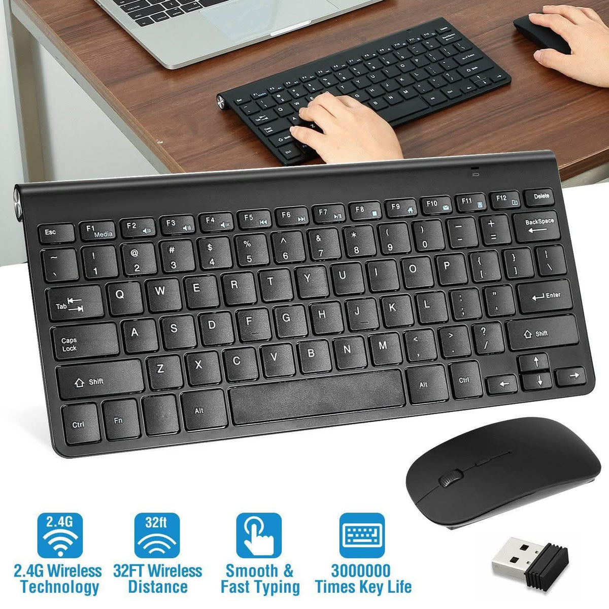 Wireless Keyboard and Mouse Combo Computer Accessories - Tophatter Daily Deals