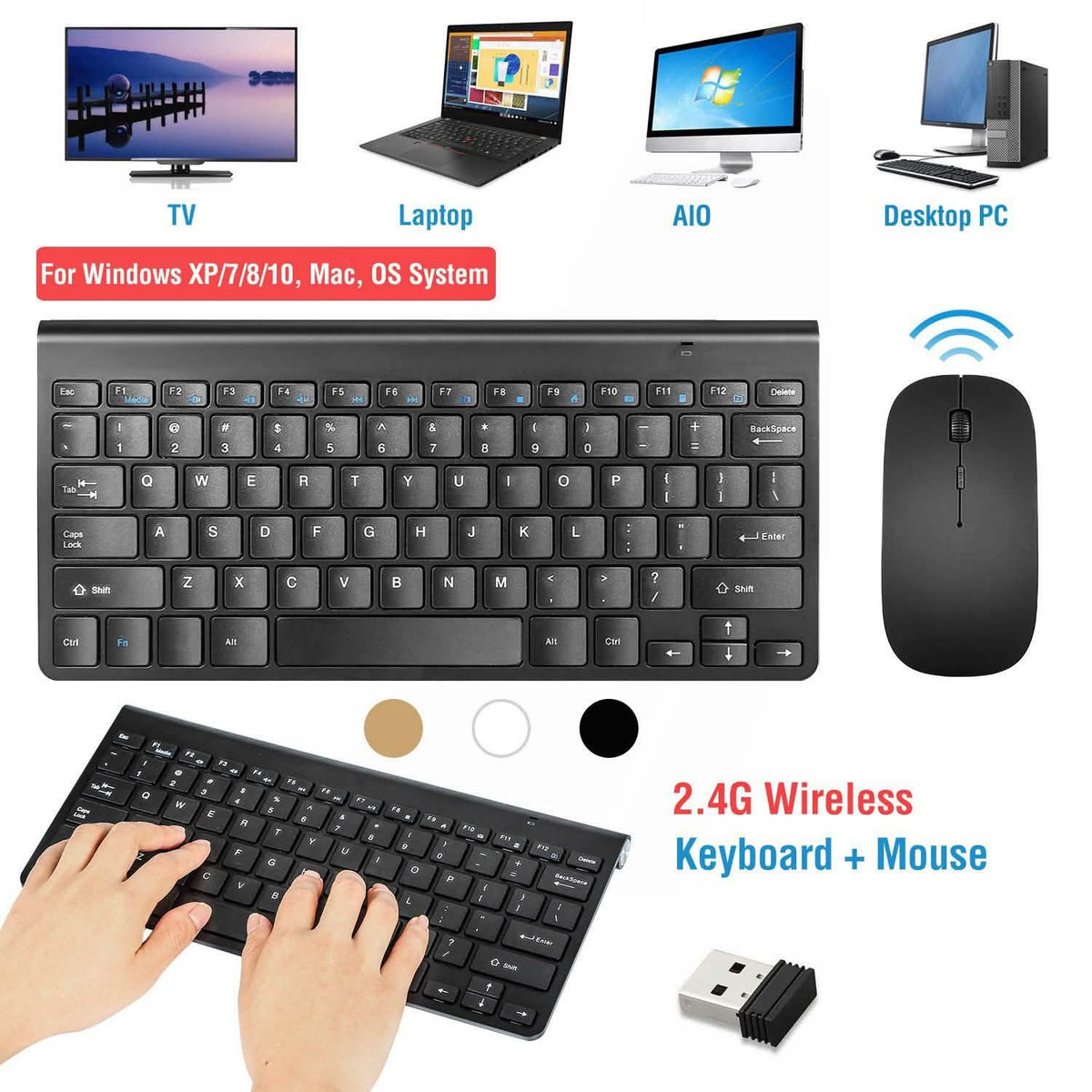 Wireless Keyboard and Mouse Combo Computer Accessories - Tophatter Daily Deals