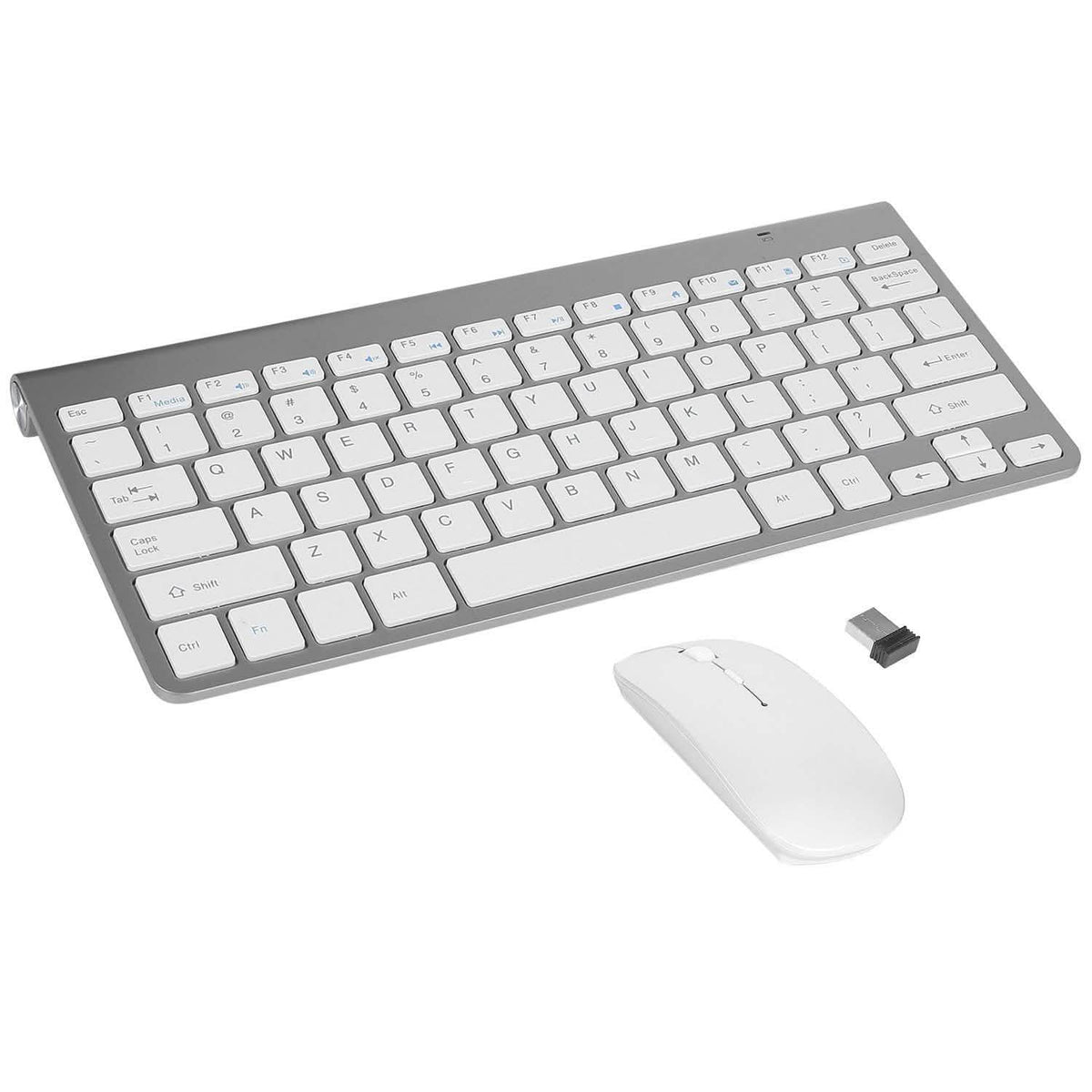 Wireless Keyboard and Mouse Combo Silver Computer Accessories - Tophatter Daily Deals