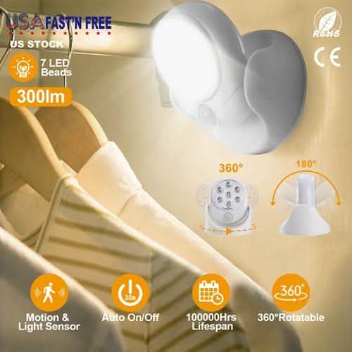 Wireless LED Spotlight 90 Degree Motion Indoor Lighting - Tophatter Daily Deals