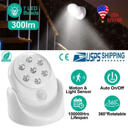 Wireless LED Spotlight 90 Degree Motion Indoor Lighting - Tophatter Daily Deals
