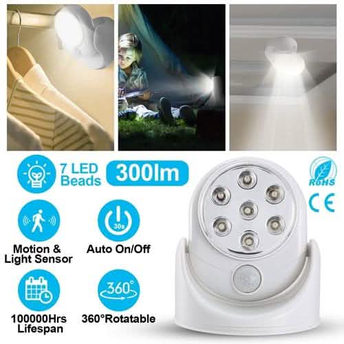 Wireless LED Spotlight 90 Degree Motion Indoor Lighting - Tophatter Daily Deals