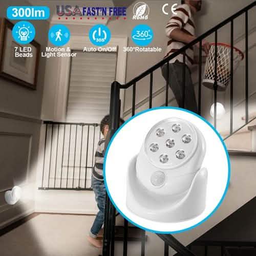 Wireless LED Spotlight 90 Degree Motion Indoor Lighting - Tophatter Daily Deals