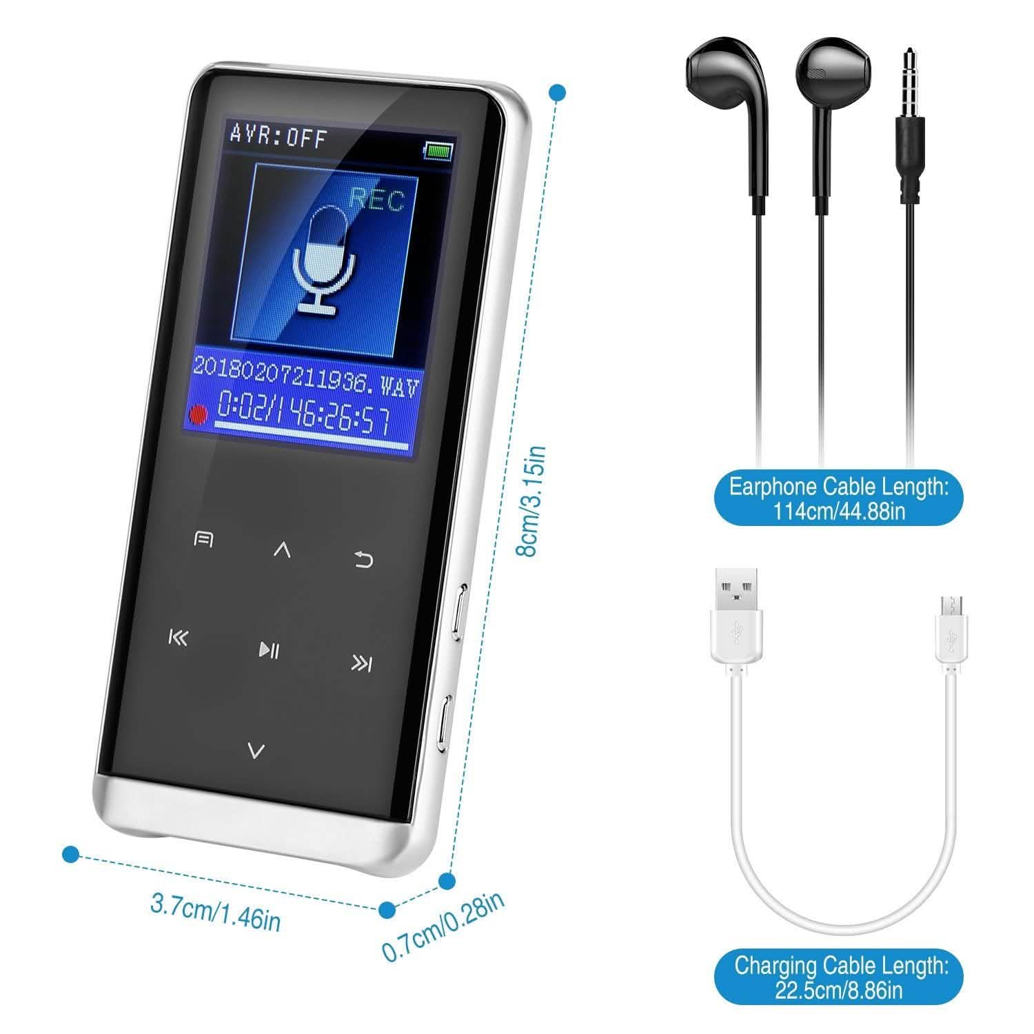 Wireless MP3 Player with Voice Recorder 32G Digital Music HiFi Audio Accessories - Tophatter Daily Deals