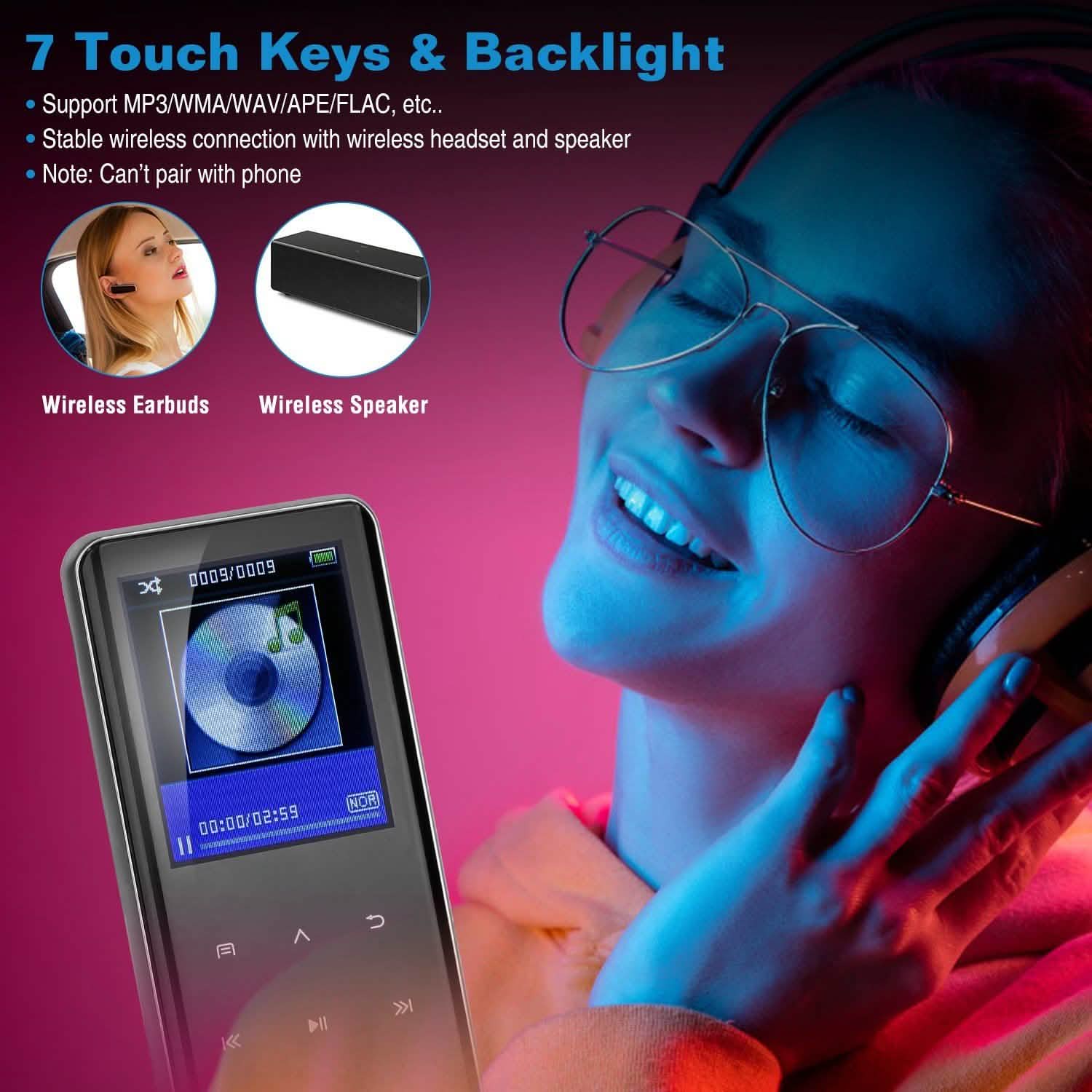 Wireless MP3 Player with Voice Recorder 32G Digital Music HiFi Audio Accessories - Tophatter Daily Deals