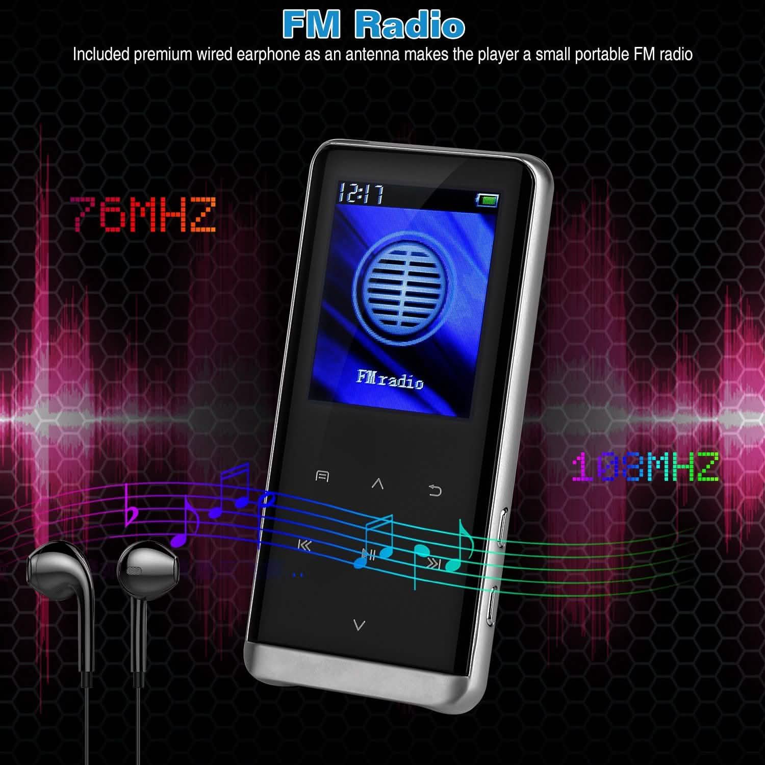 Wireless MP3 Player with Voice Recorder 32G Digital Music HiFi Audio Accessories - Tophatter Daily Deals