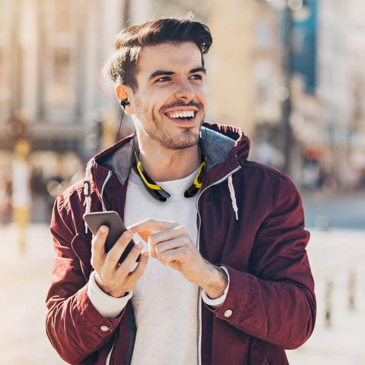 Wireless Neckband Headphones V 5.0 Sweat-proof Sport Headsets Headphones - Tophatter Daily Deals