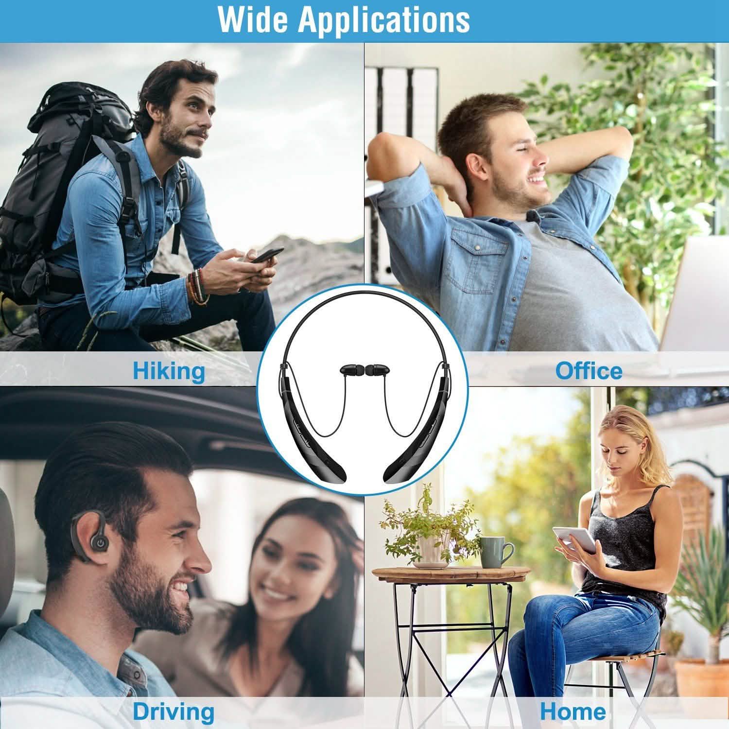 Wireless Neckband Headphones V 5.0 Sweat-proof Sport Headsets Headphones - Tophatter Daily Deals