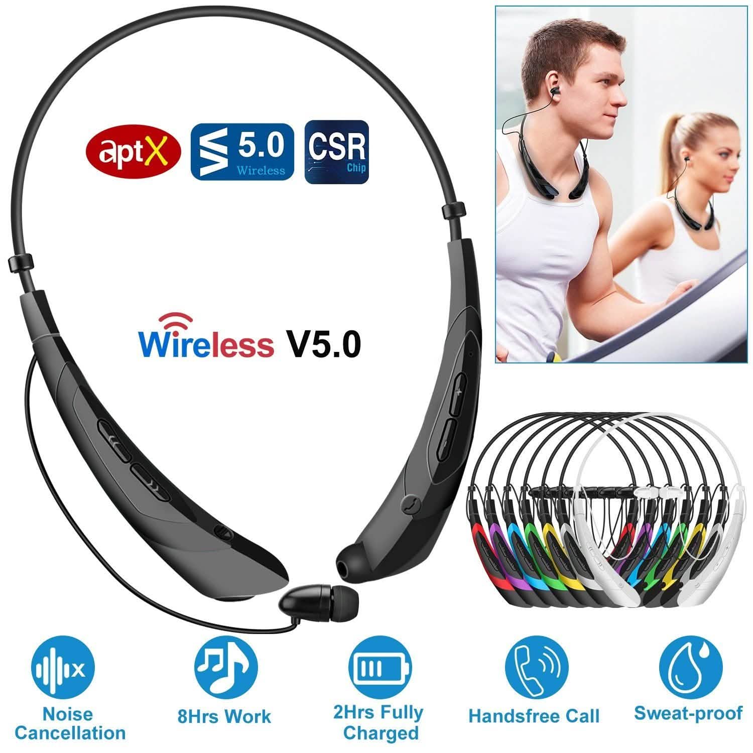 Wireless Neckband Headphones V 5.0 Sweat-proof Sport Headsets Headphones - Tophatter Daily Deals