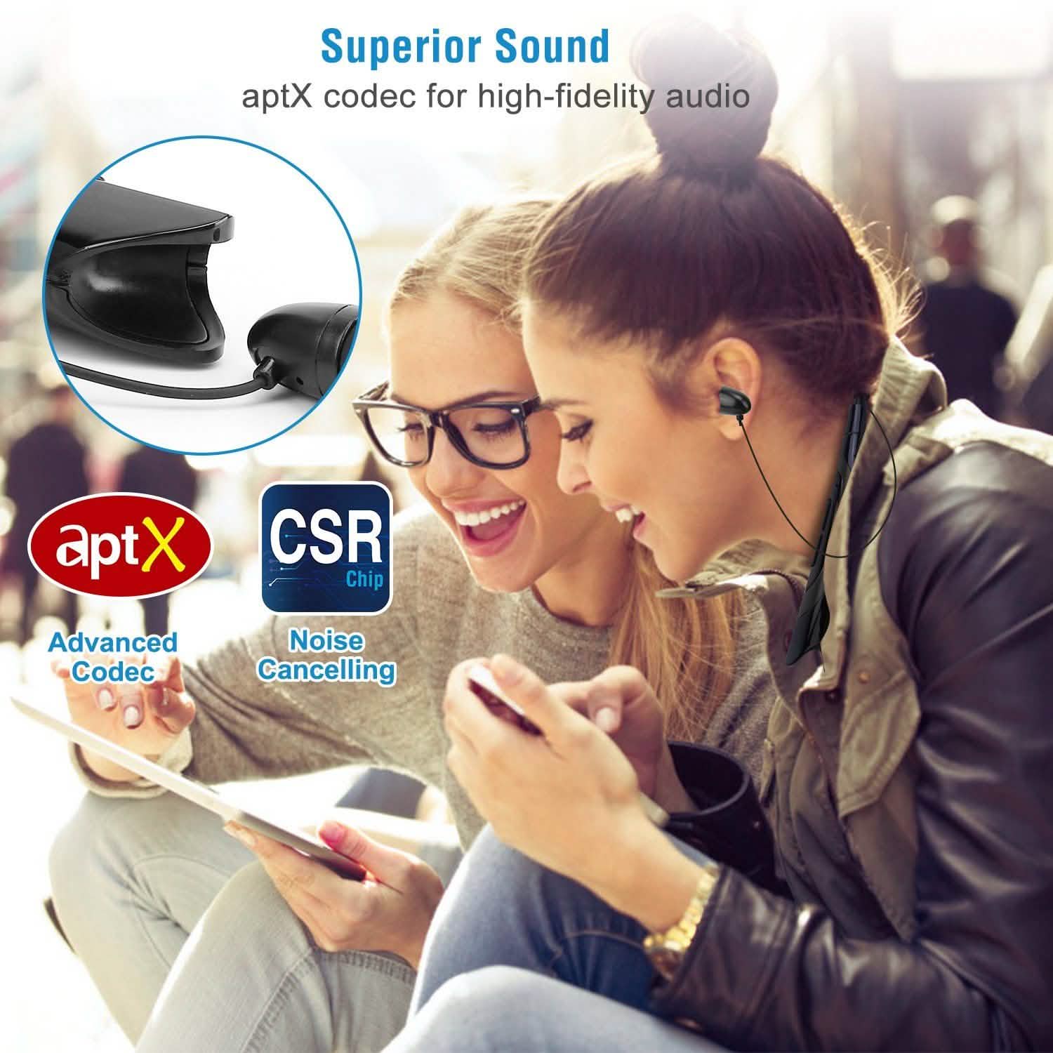 Wireless Neckband Headphones V 5.0 Sweat-proof Sport Headsets Headphones - Tophatter Daily Deals