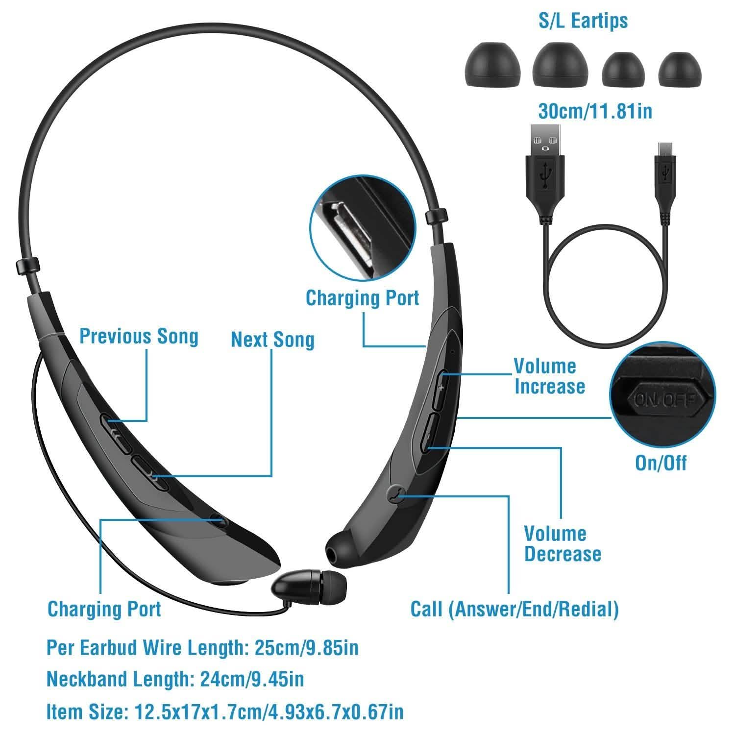 Wireless Neckband Headphones V 5.0 Sweat-proof Sport Headsets Headphones - Tophatter Daily Deals
