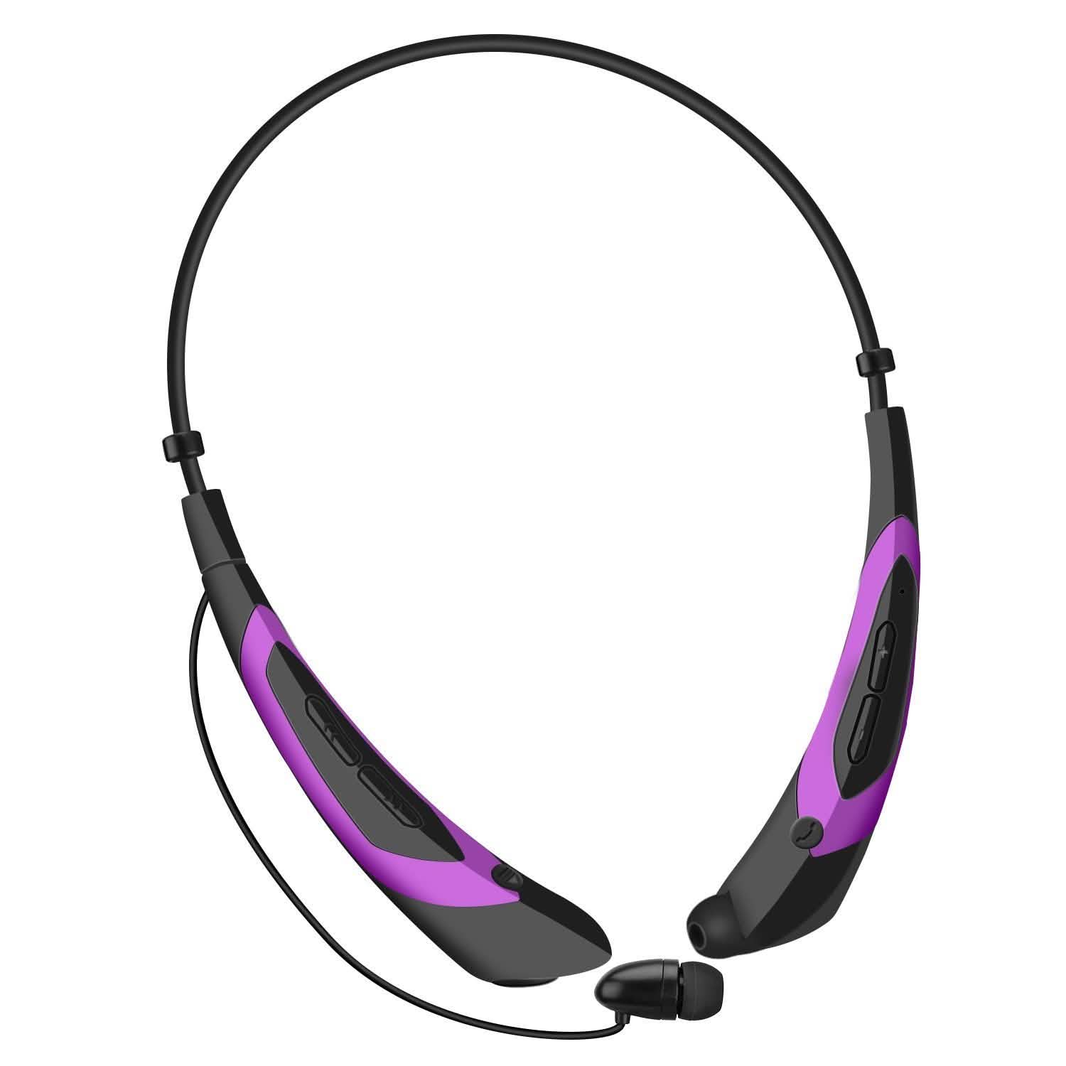 Wireless Neckband Headphones V 5.0 Sweat-proof Sport Headsets Purple Headphones - Tophatter Daily Deals