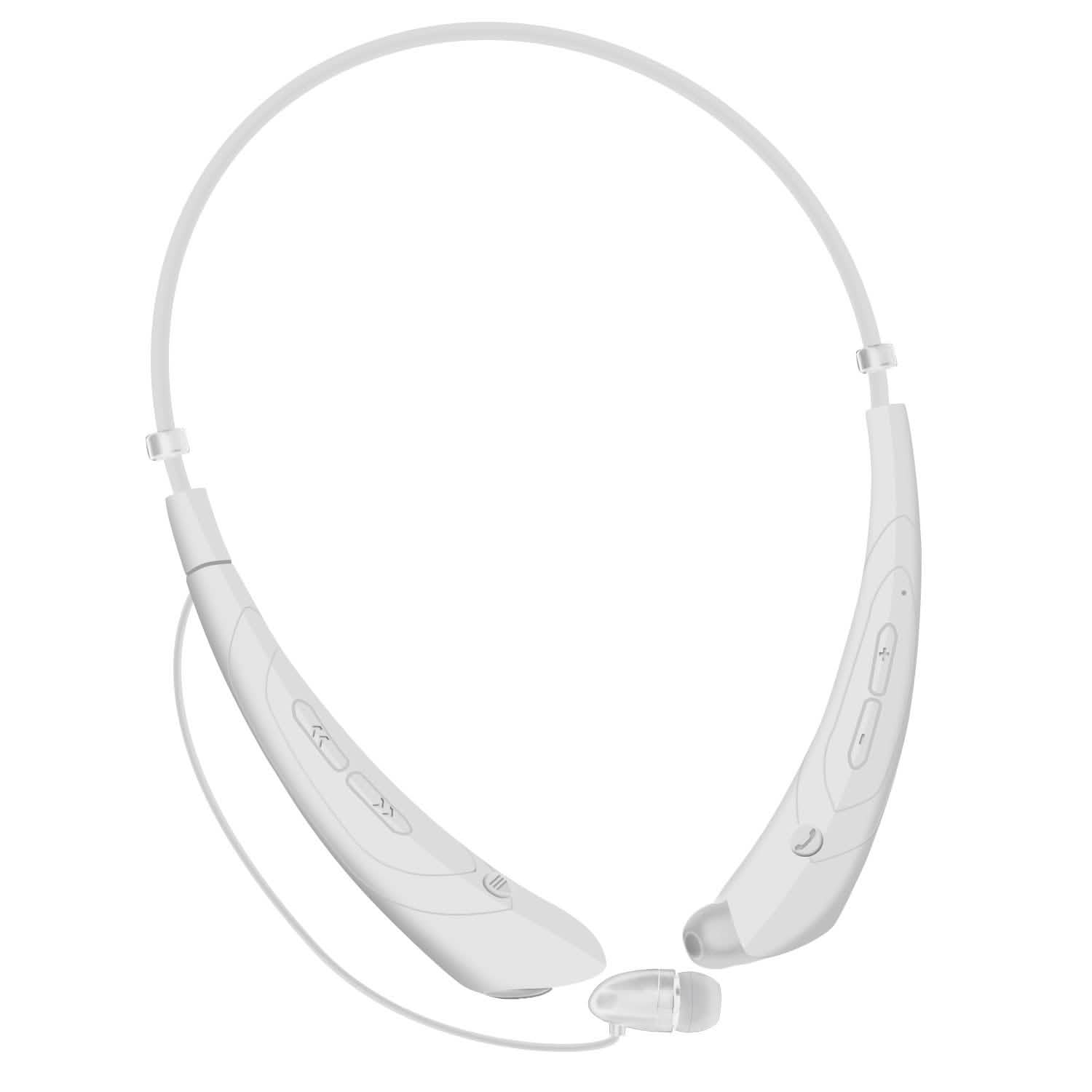 Wireless Neckband Headphones V 5.0 Sweat-proof Sport Headsets White Headphones - Tophatter Daily Deals