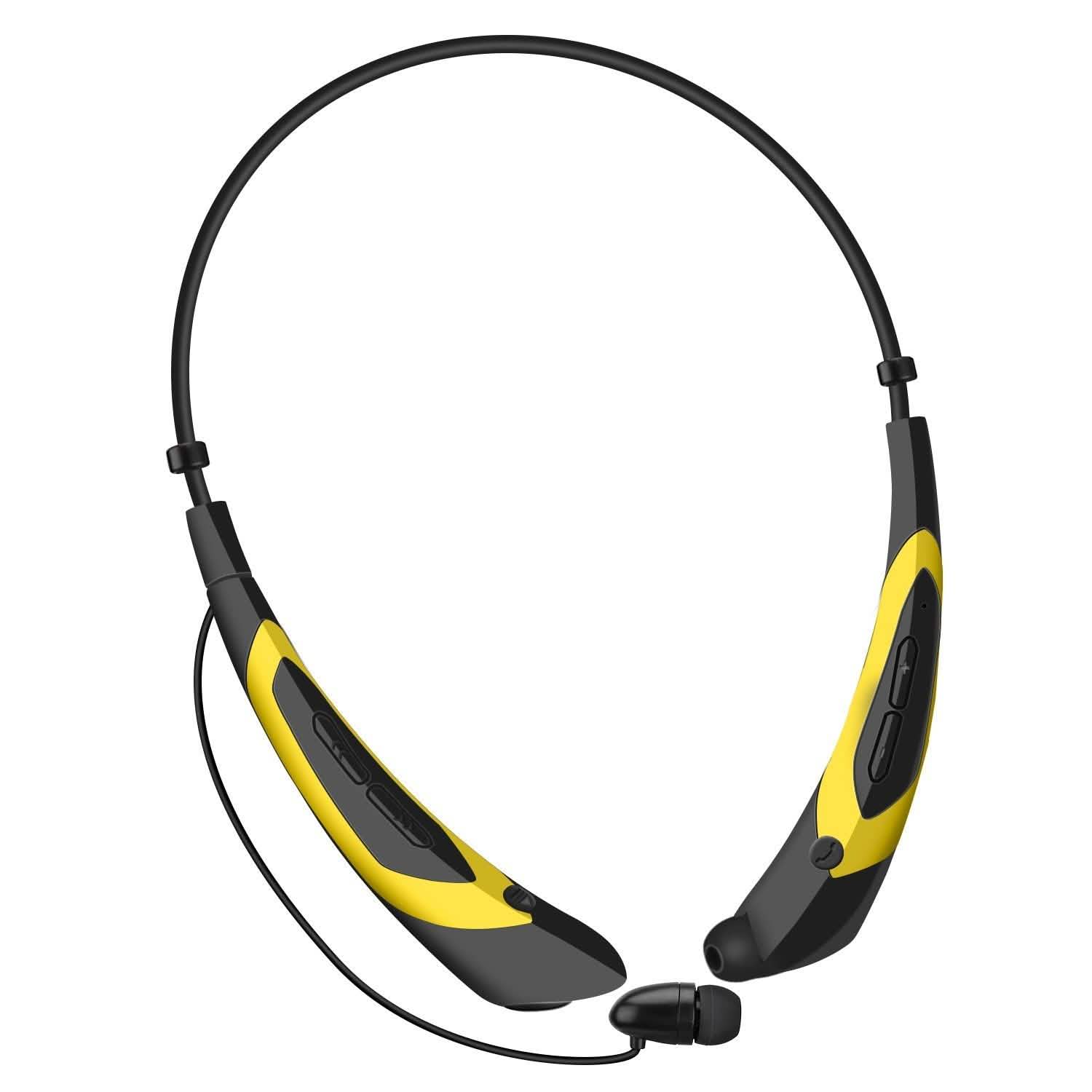 Wireless Neckband Headphones V 5.0 Sweat-proof Sport Headsets Yellow Headphones - Tophatter Daily Deals