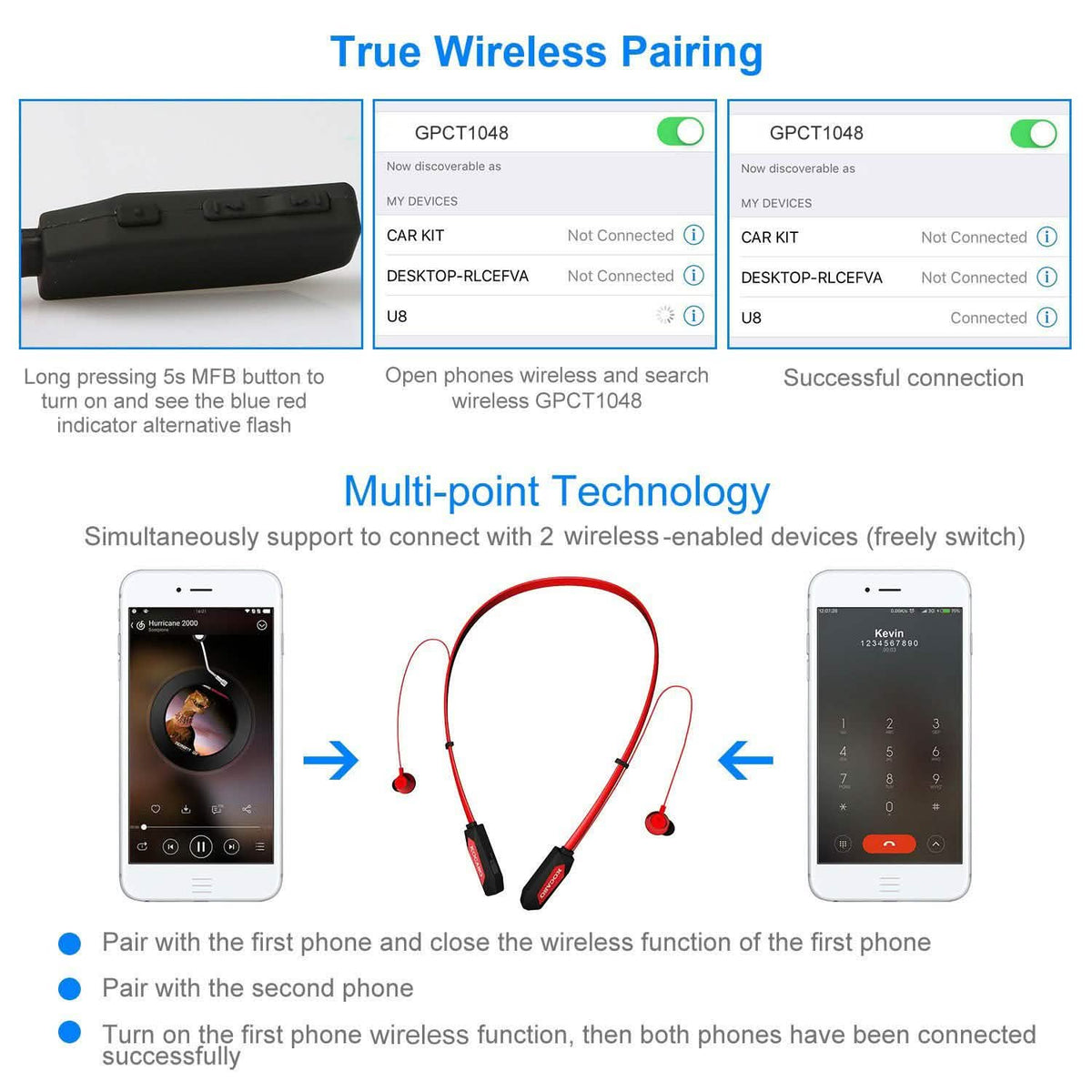 Wireless Neckband Headphones V Wireless Headphones - Tophatter Daily Deals