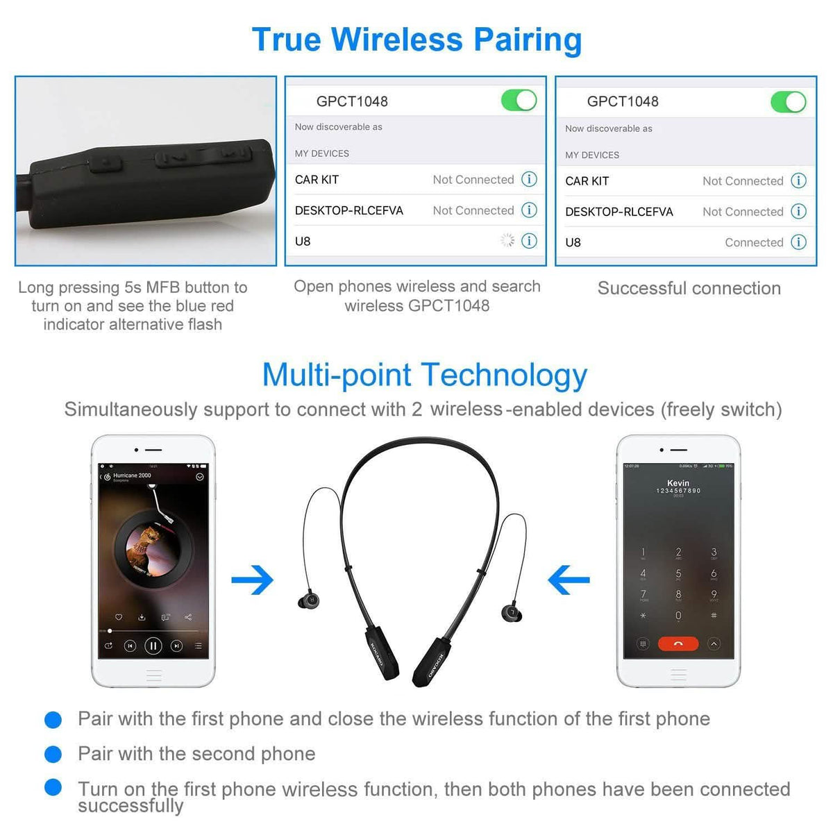 Wireless Neckband Headphones V Wireless Headphones - Tophatter Daily Deals