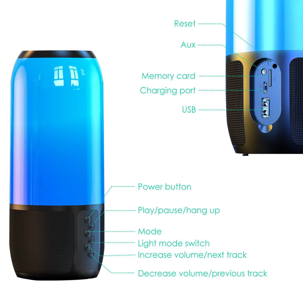 Wireless Portable Speaker with Color Changing Light Speakers - Tophatter Daily Deals