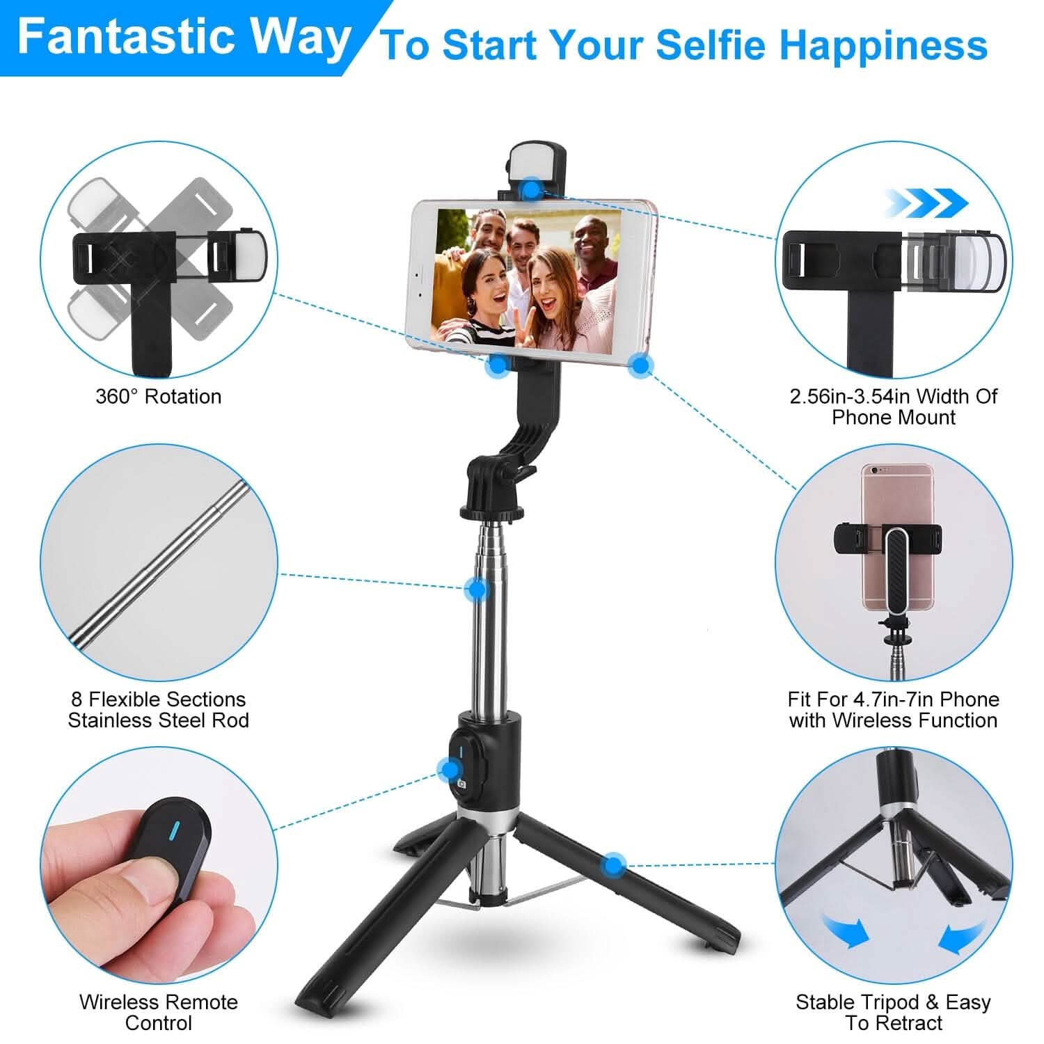 Wireless Selfie Stick Tripod Mobile Accessories - Tophatter Daily Deals