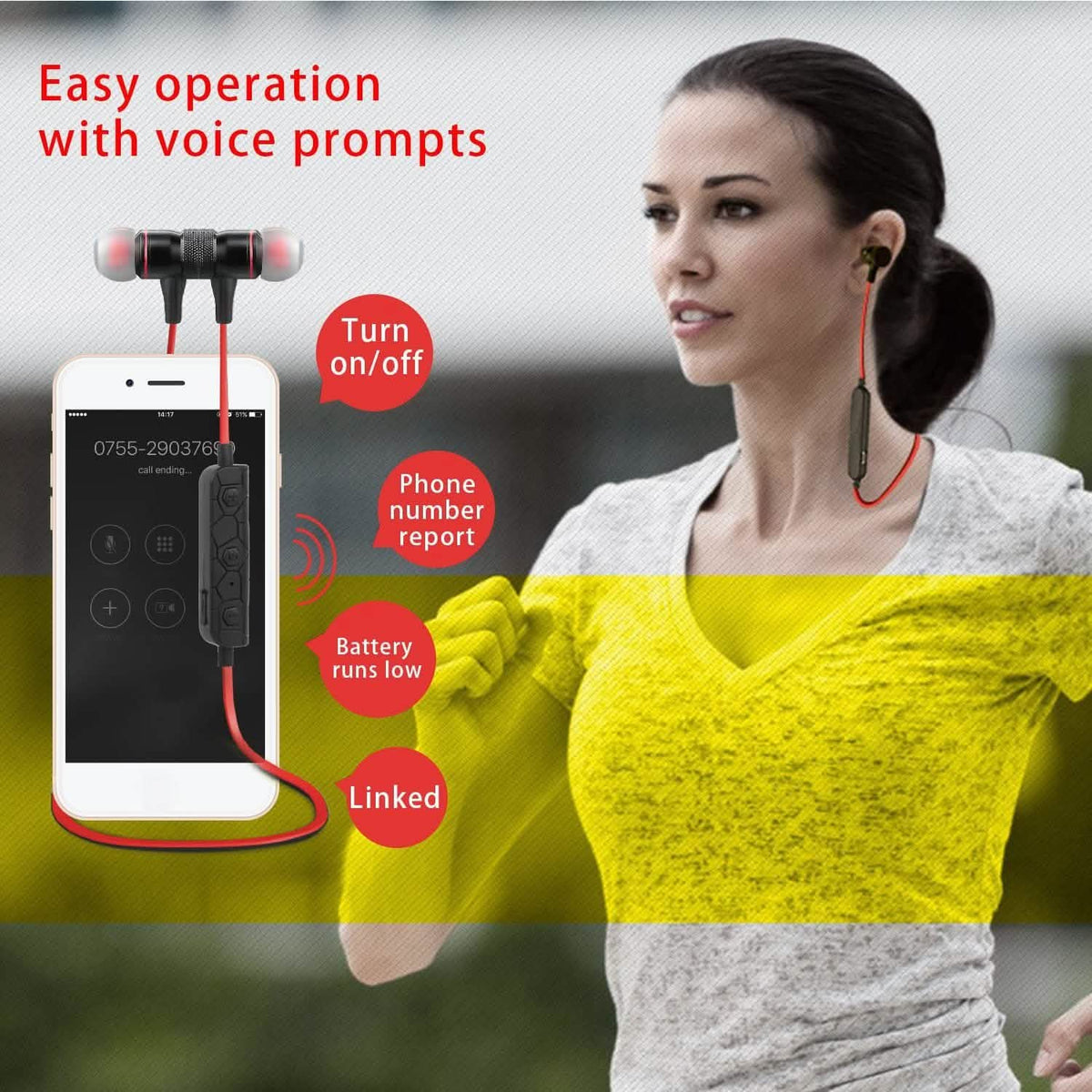Wireless Smart Sports Stereo Earbuds In-Ear Headphones - Tophatter Daily Deals