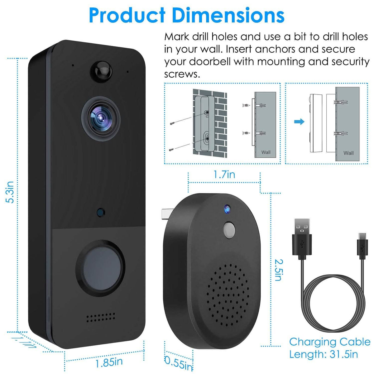 Wireless Smart Wi-Fi Video Doorbell Smart Home & Security - Tophatter Daily Deals