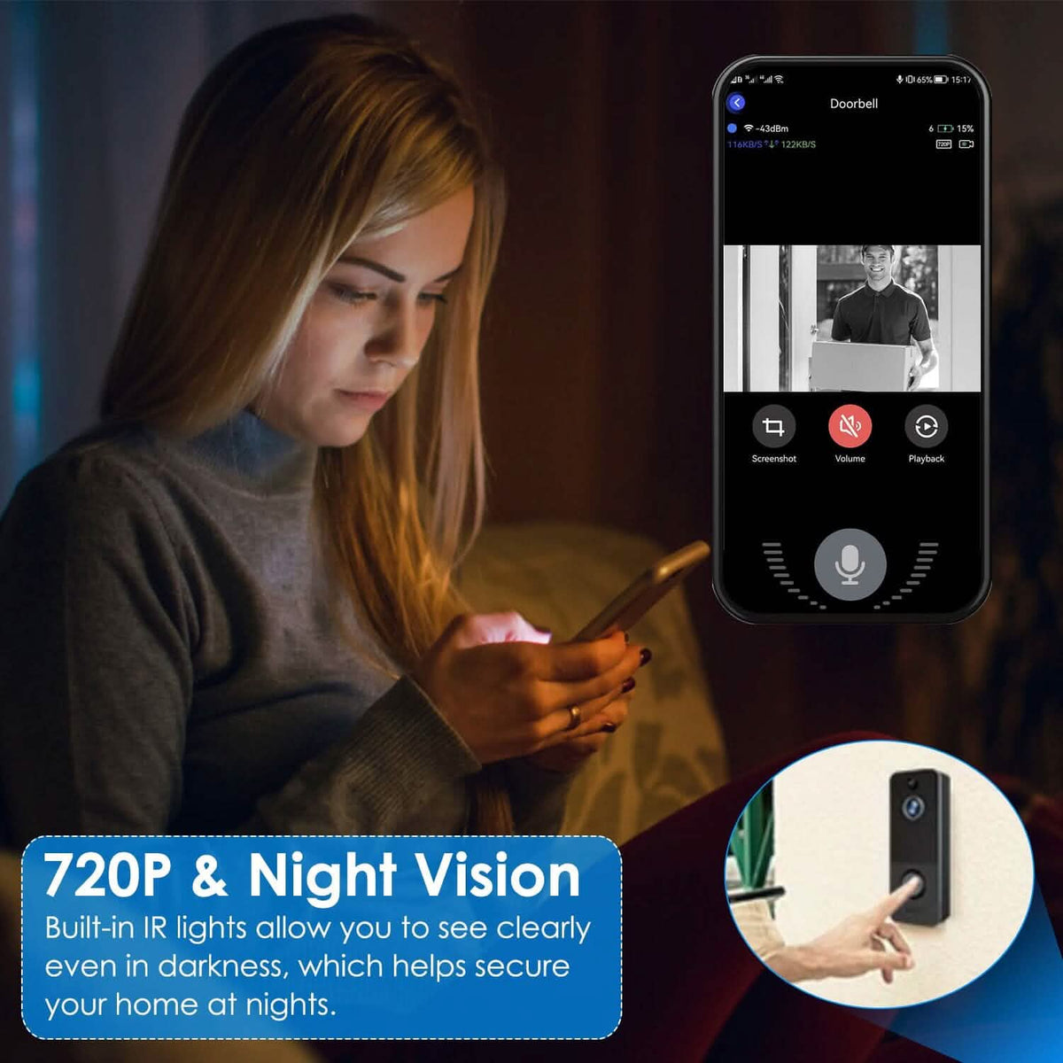 Wireless Smart Wi-Fi Video Doorbell Smart Home & Security - Tophatter Daily Deals