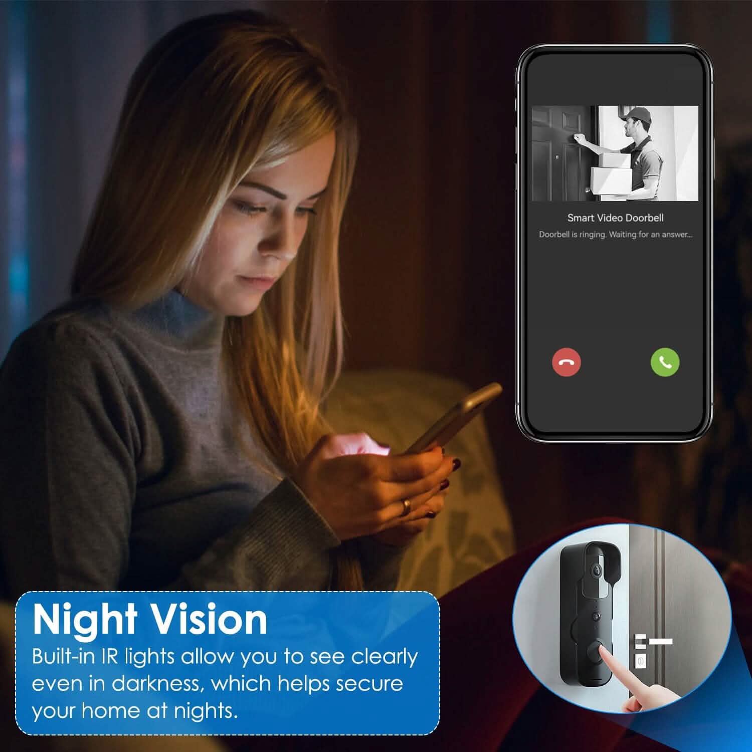 Wireless Smart WIFI Video Doorbell Two Way Audio Smart Home & Security - Tophatter Daily Deals