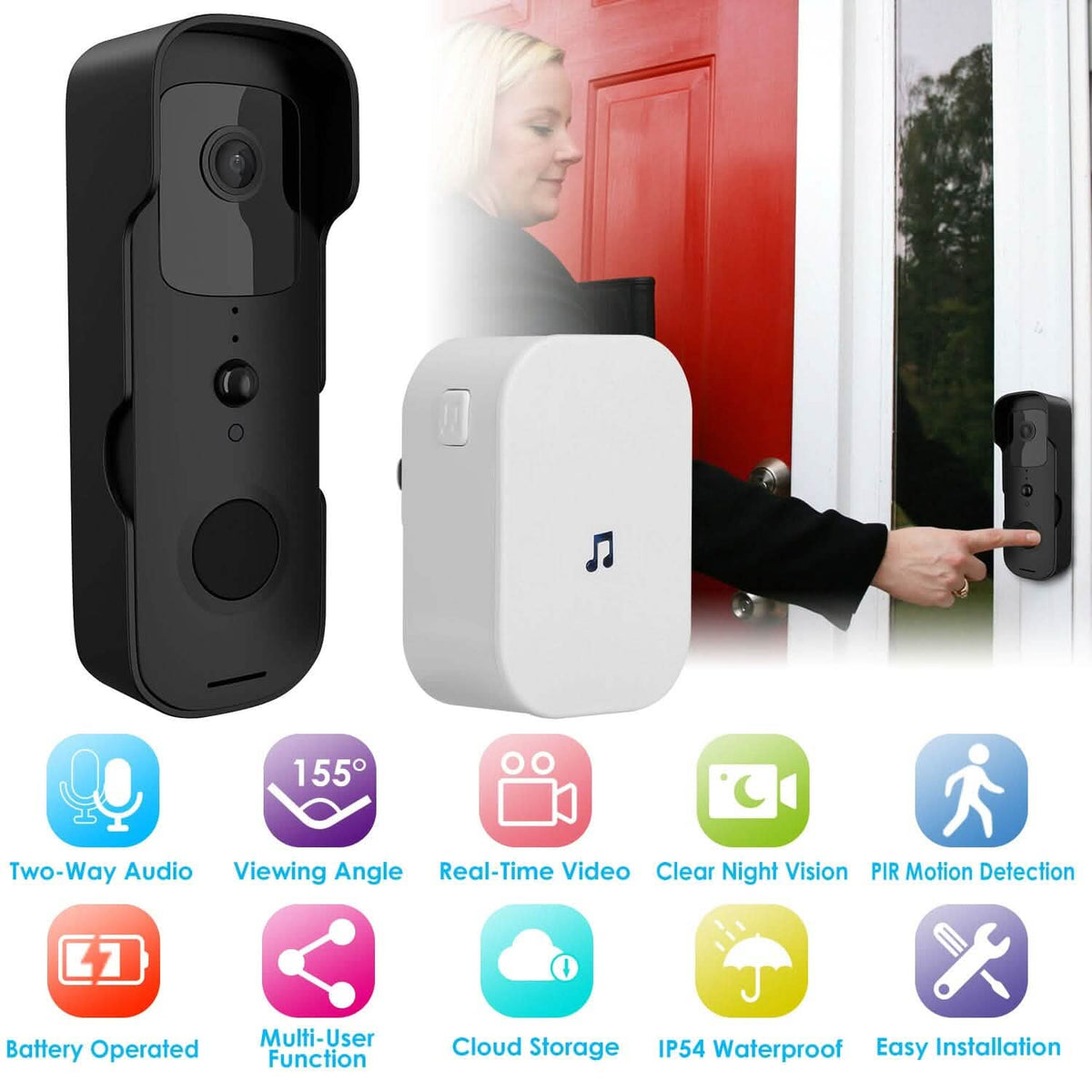 Wireless Smart WIFI Video Doorbell Two Way Audio Smart Home & Security - Tophatter Daily Deals