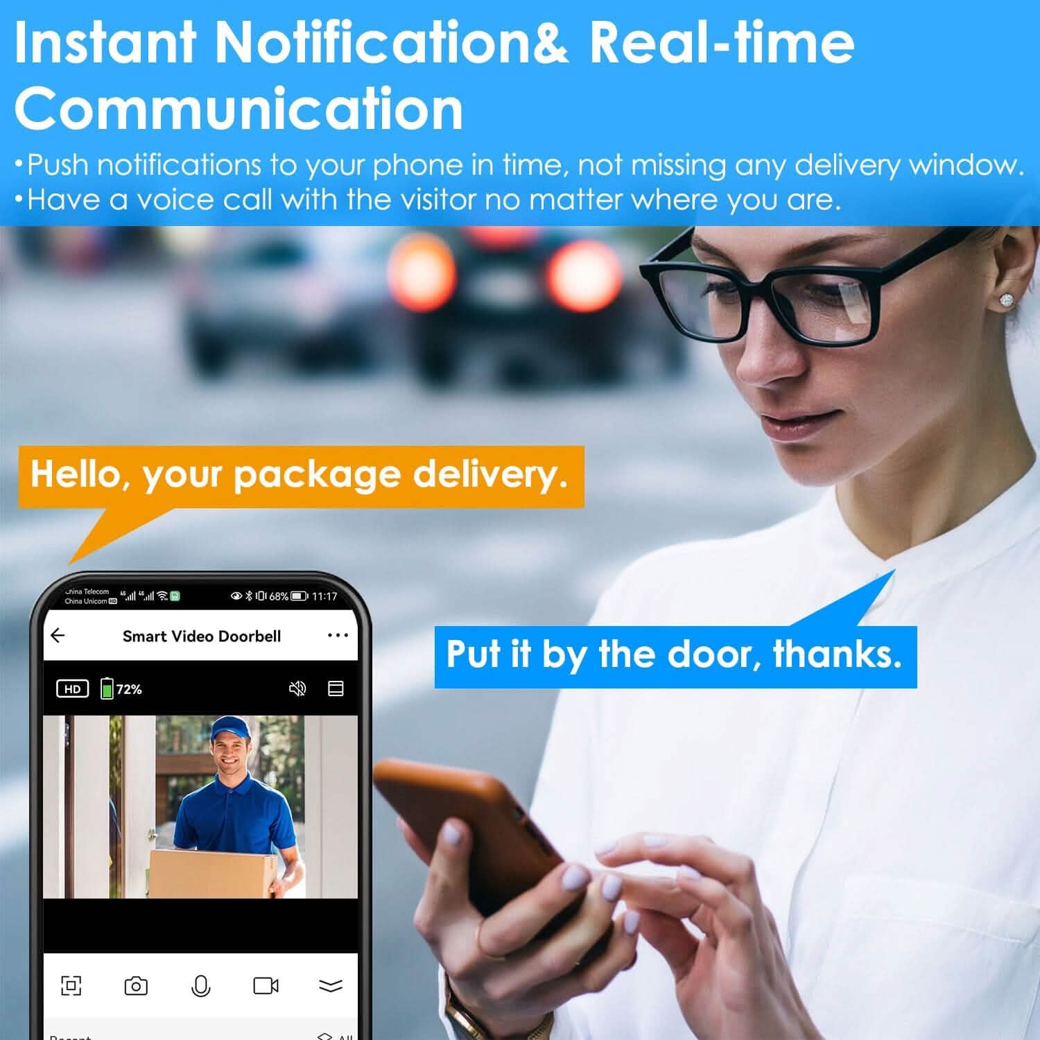 Wireless Smart WIFI Video Doorbell Two Way Audio Smart Home & Security - Tophatter Daily Deals