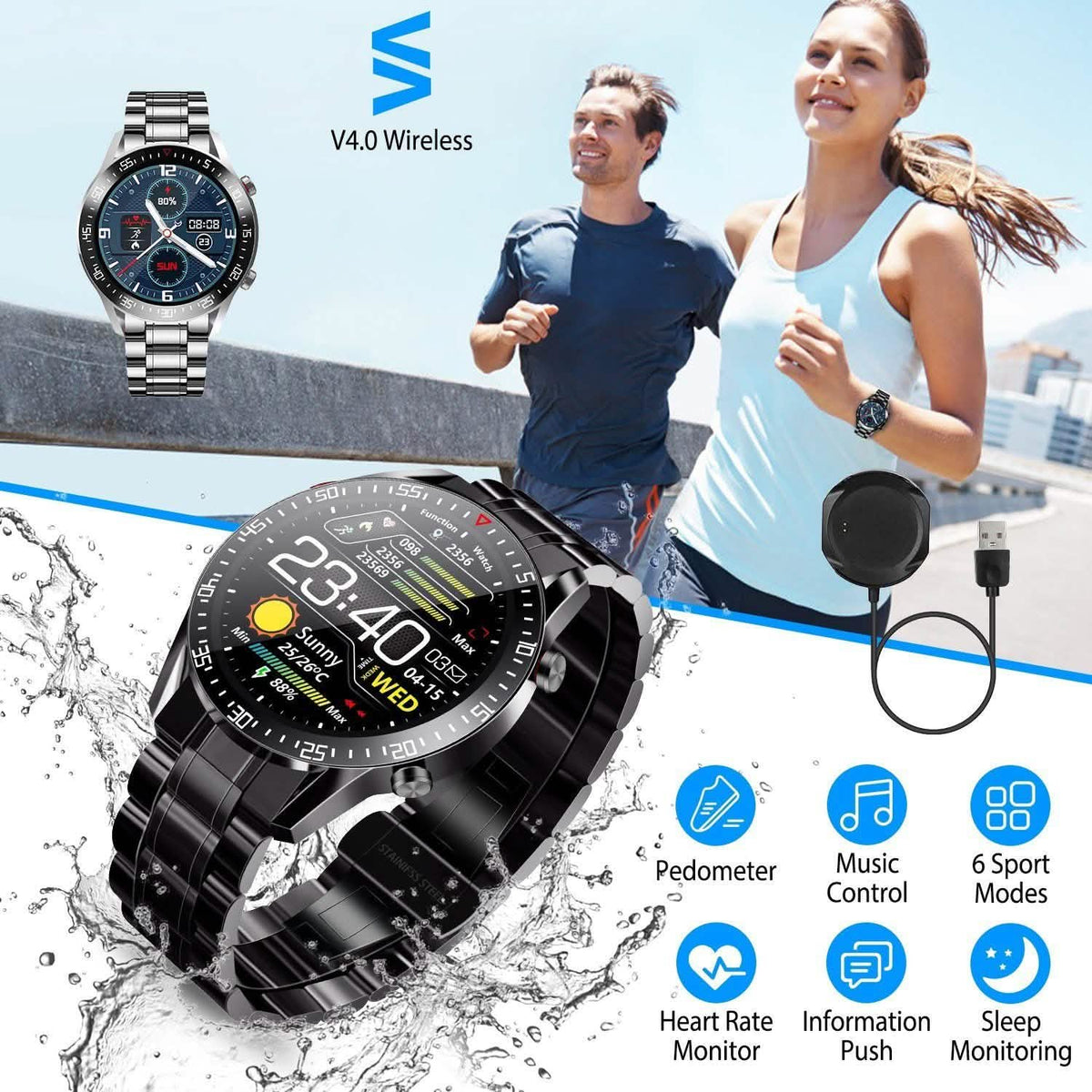 Wireless Smartwatch Fitness Tracker IP68 Waterproof Sport Bracelet Smart Watches - Tophatter Daily Deals
