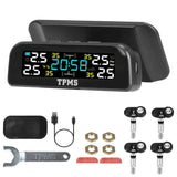 Wireless Solar Car Tire Pressure Monitoring System Auto Tire Pressure with Sensors Temperature Alarm Built-in Sensors Automotive - Tophatter Daily Deals