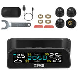 Wireless Solar Car Tire Pressure Monitoring System Auto Tire Pressure with Sensors Temperature Alarm Automotive - Tophatter Daily Deals