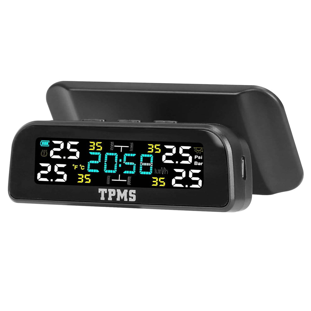 Wireless Solar Car Tire Pressure Monitoring System Auto Tire Pressure with Sensors Temperature Alarm Automotive - Tophatter Daily Deals