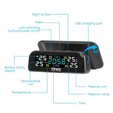 Wireless Solar Car Tire Pressure Monitoring System Auto Tire Pressure with Sensors Temperature Alarm Automotive - Tophatter Daily Deals