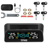 Wireless Solar Car Tire Pressure Monitoring System Auto Tire Pressure with Sensors Temperature Alarm Automotive - Tophatter Daily Deals