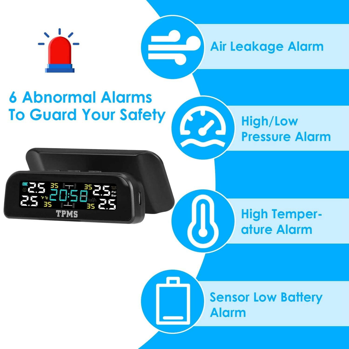 Wireless Solar Car Tire Pressure Monitoring System Auto Tire Pressure with Sensors Temperature Alarm Automotive - Tophatter Daily Deals