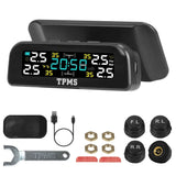 Wireless Solar Car Tire Pressure Monitoring System Auto Tire Pressure with Sensors Temperature Alarm External Sensors Automotive - Tophatter Daily Deals
