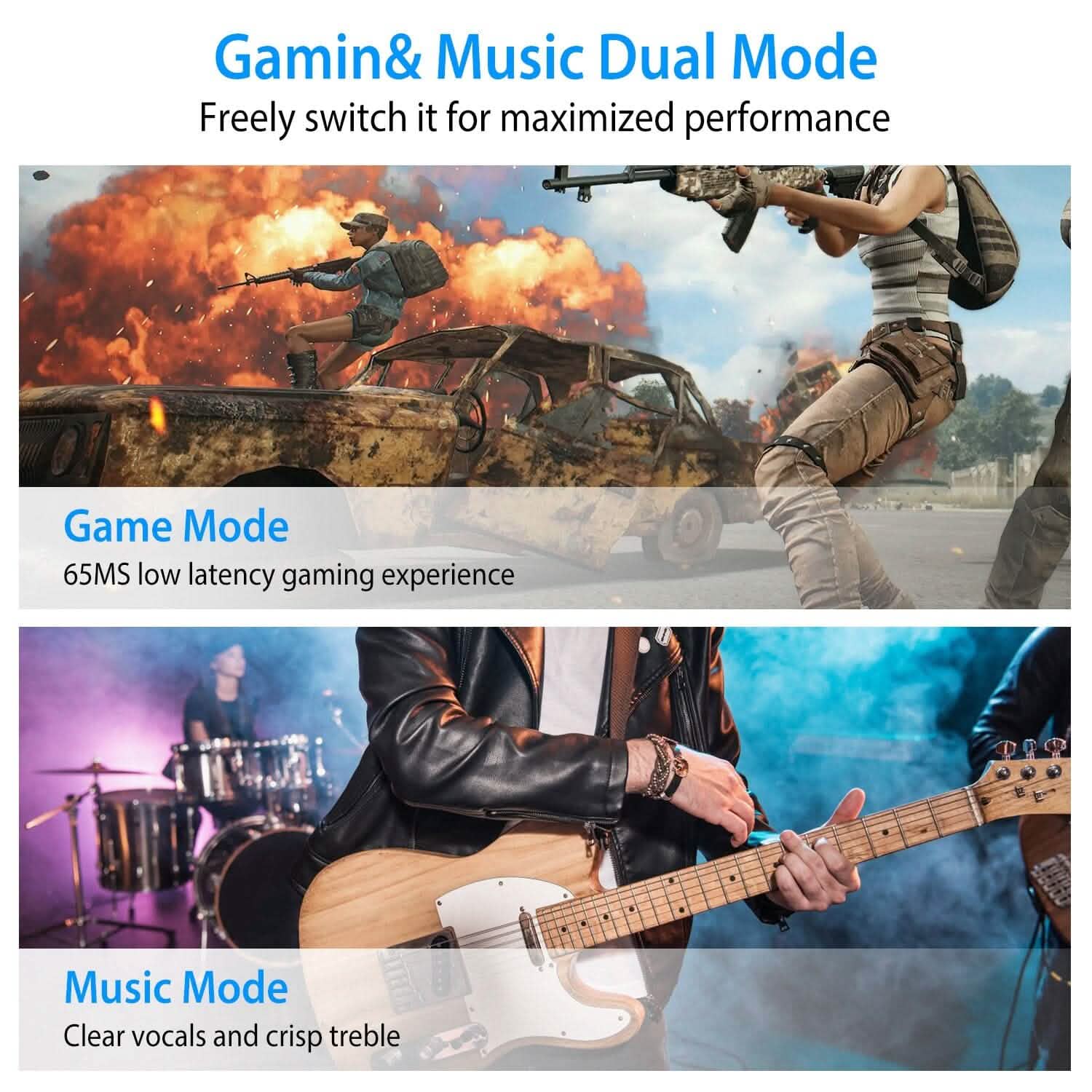 Wireless TWS 5.0 In-Ear Headphone Headset with Charging Case Low Latency Game Mode Headphones - Tophatter Daily Deals