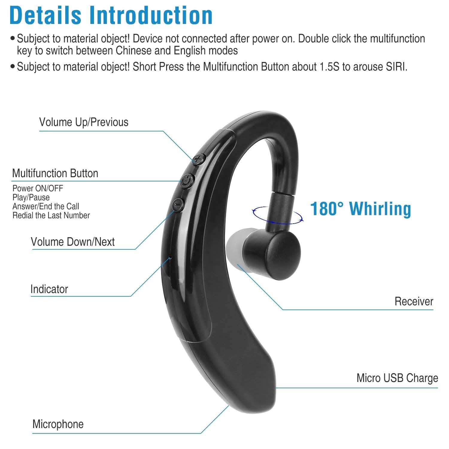 Wireless V5.0 Earpiece Noise Cancelling Driving Earbud Mobile Accessories - Tophatter Daily Deals