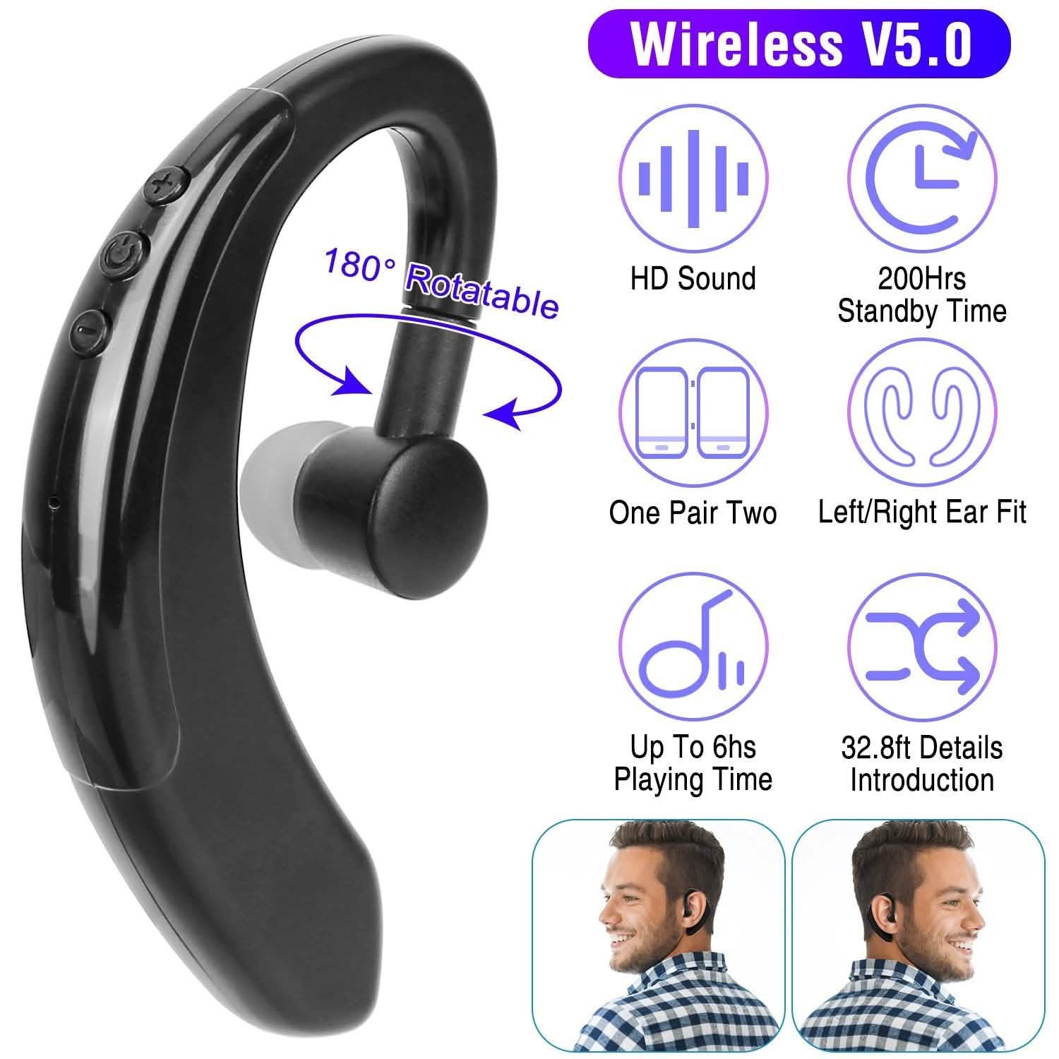 Wireless V5.0 Earpiece Noise Cancelling Driving Earbud Mobile Accessories - Tophatter Daily Deals