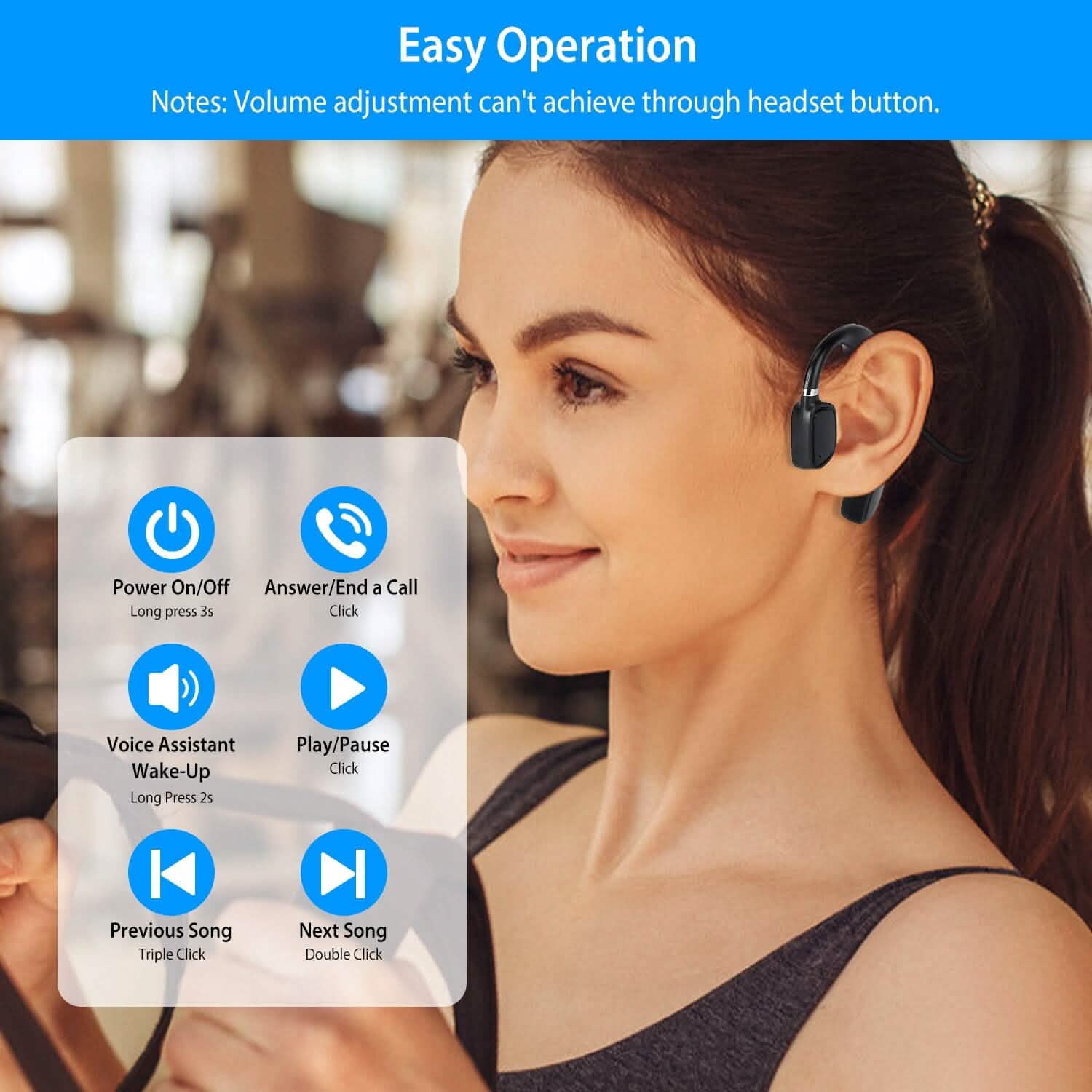 Wireless V5.1 Bone Conduction Earphones with Sensitive Mic Headphones - Tophatter Daily Deals