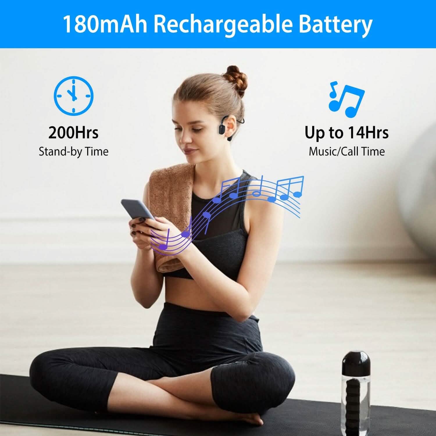 Wireless V5.1 Bone Conduction Earphones with Sensitive Mic Headphones - Tophatter Daily Deals