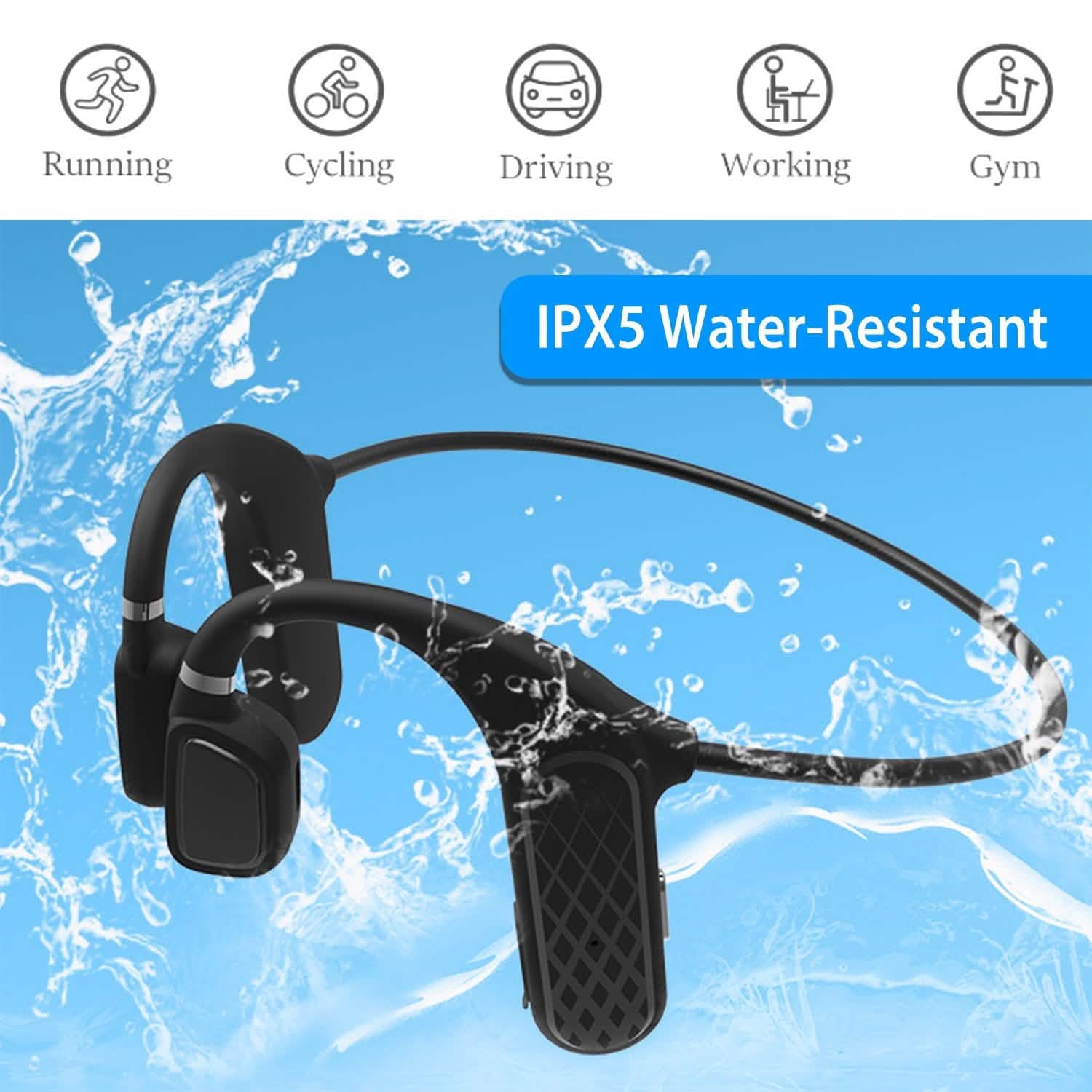 Wireless V5.1 Open-Ear Bone Conduction Earphones Headphones - Tophatter Daily Deals