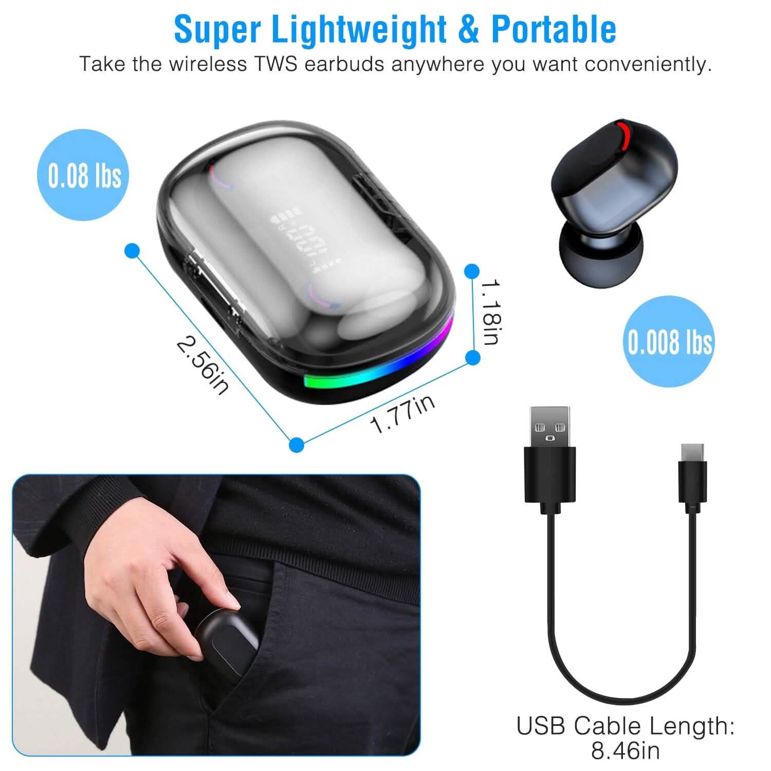 Wireless V5.3 TWS Earbuds In-Ear Stereo Headset Headphones - Tophatter Daily Deals