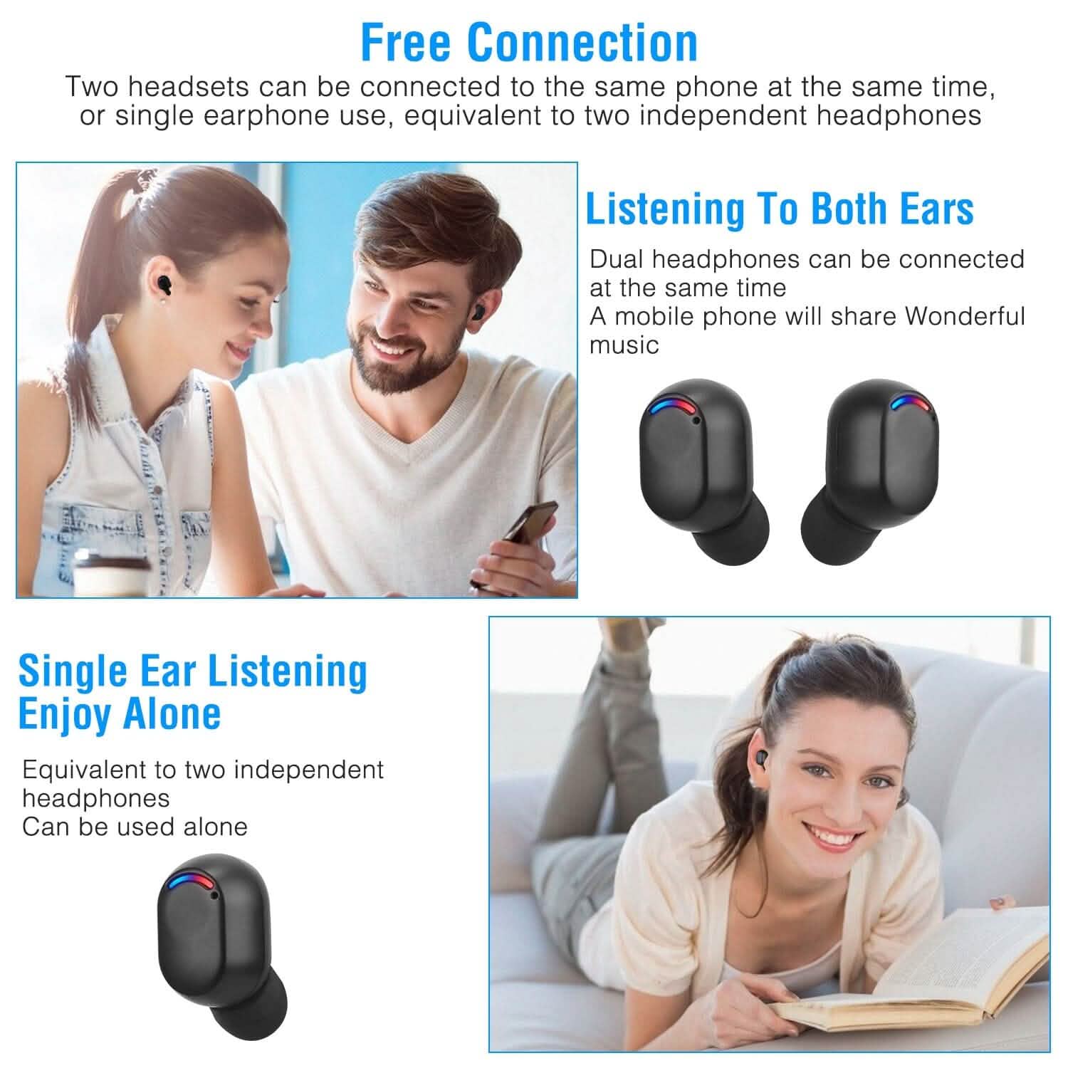 Wireless V5.3 TWS Earbuds In-Ear Stereo Headset Headphones - Tophatter Daily Deals