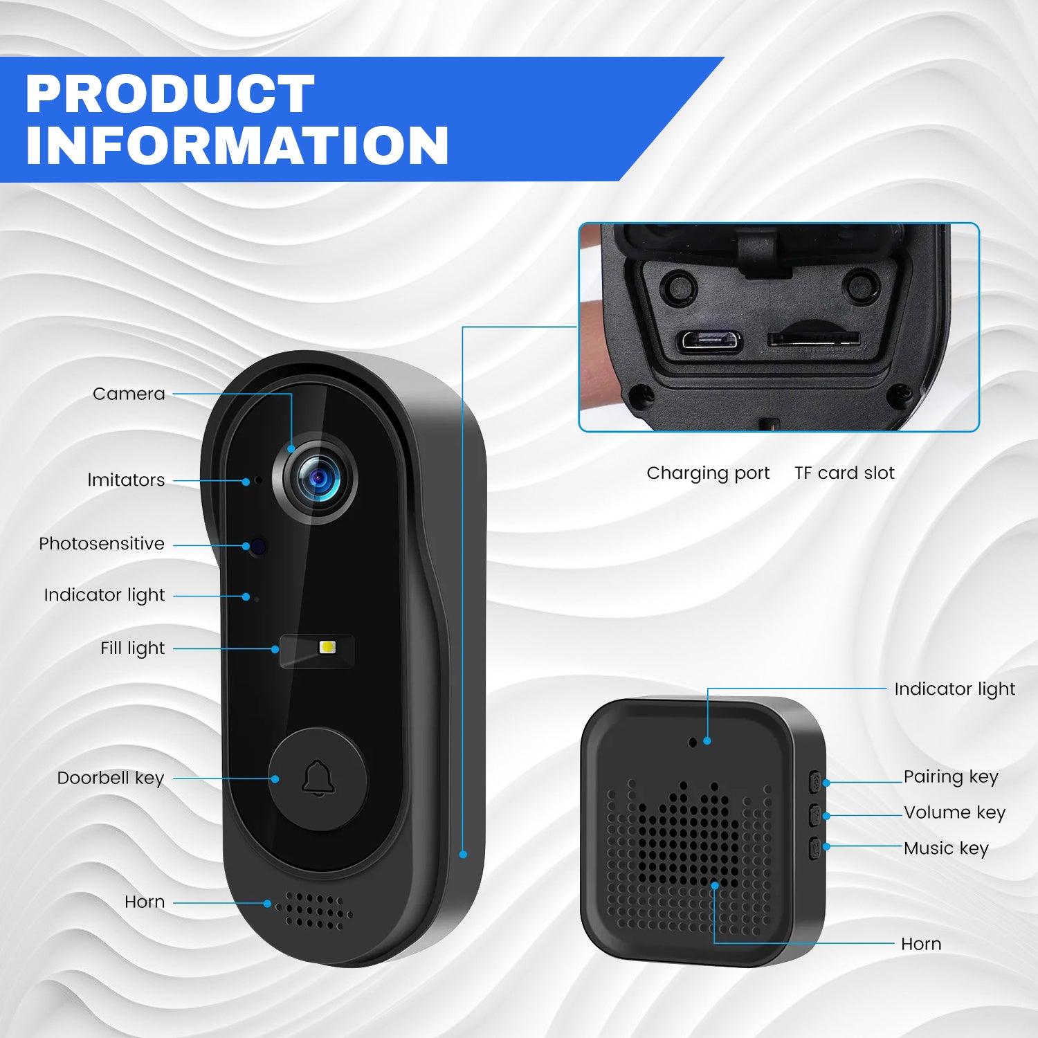Wifi Video Doorbell - Smart Wireless Security Ring Phone Camera Door Bell Intercom HD Advanced Motion Detection Security Camera Bell Home - Tophatter Daily Deals