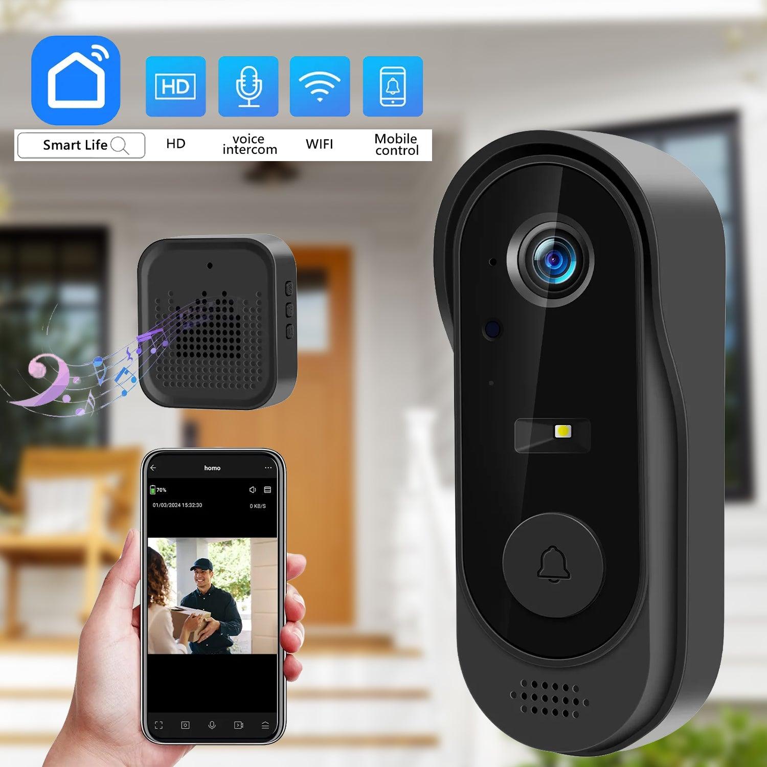 Wifi Video Doorbell - Smart Wireless Security Ring Phone Camera Door Bell Intercom HD Advanced Motion Detection Security Camera Bell Home - Tophatter Daily Deals