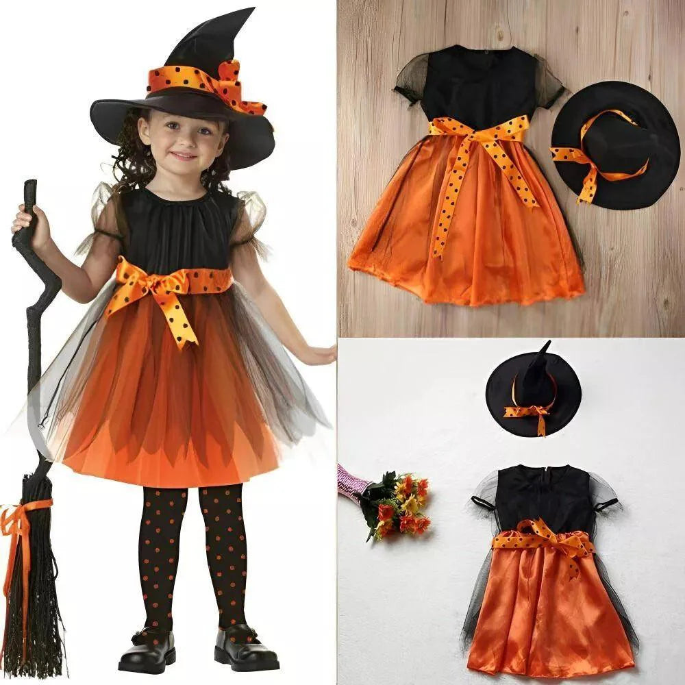 Witch Halloween Costume - Girls Witches Hat Costume Set Kids Fancy Dress Witch Cosplay Outfit UK Festive & Franchise - Tophatter Daily Deals