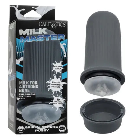 Milk Master Grip-N-Stroke (Grey) – Rechargeable Vibrating Masturbator > Sex Toys For Men > Masturbators > Vibrating - Tophatter Daily Deals