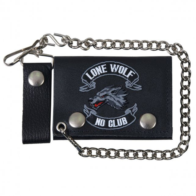 Hot Leathers Lone Wolf Leather Wallet w/ Chain American Made USA Wallet - Tophatter Daily Deals