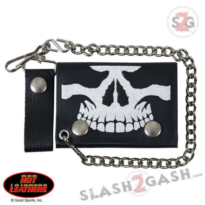 Hot Leathers Skull Leather Wallet w/ Chain American Made USA Wallet - Tophatter Daily Deals
